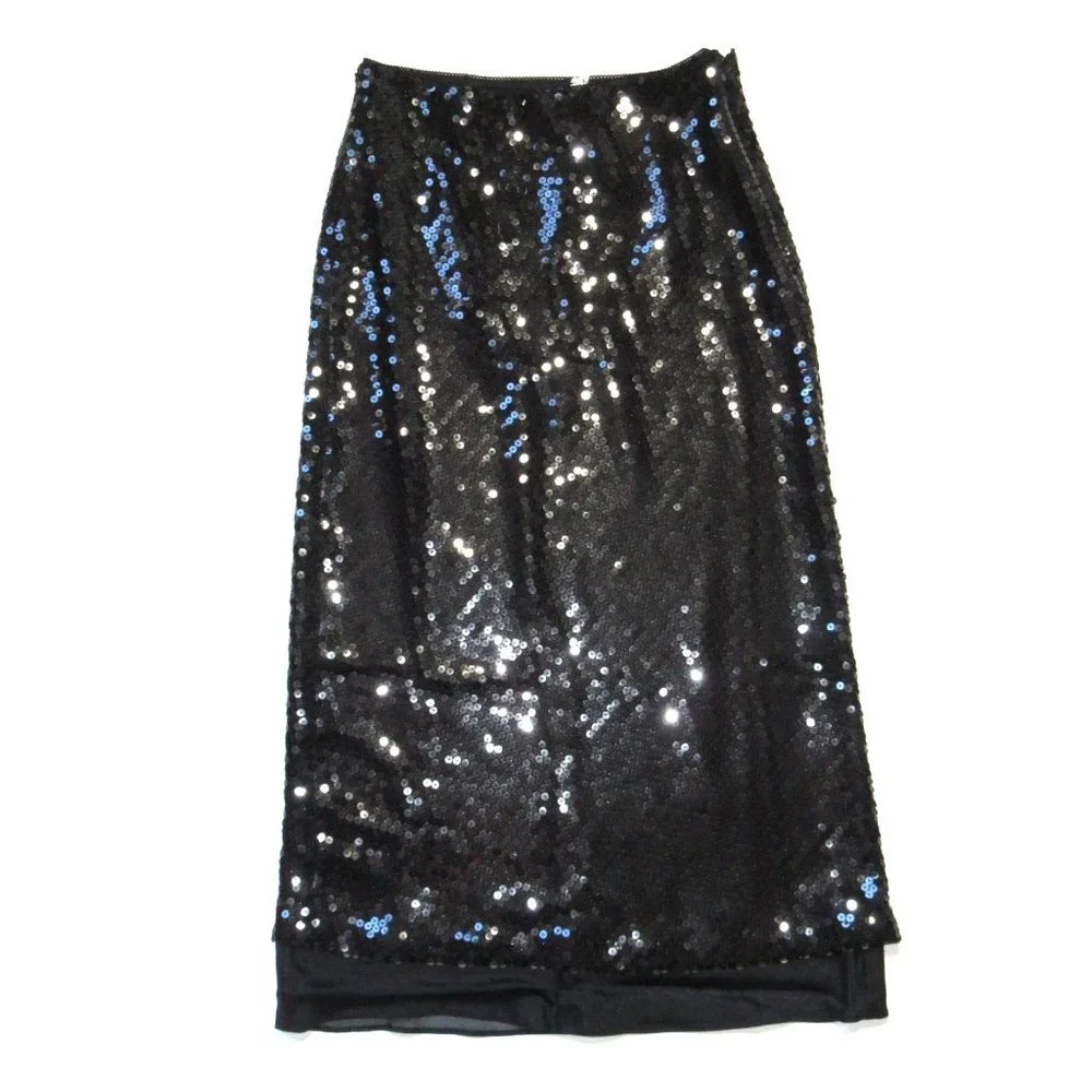 NWT Anna October x J.Crew Limited Edition Sequin Midi in Black Skirt 0 $248